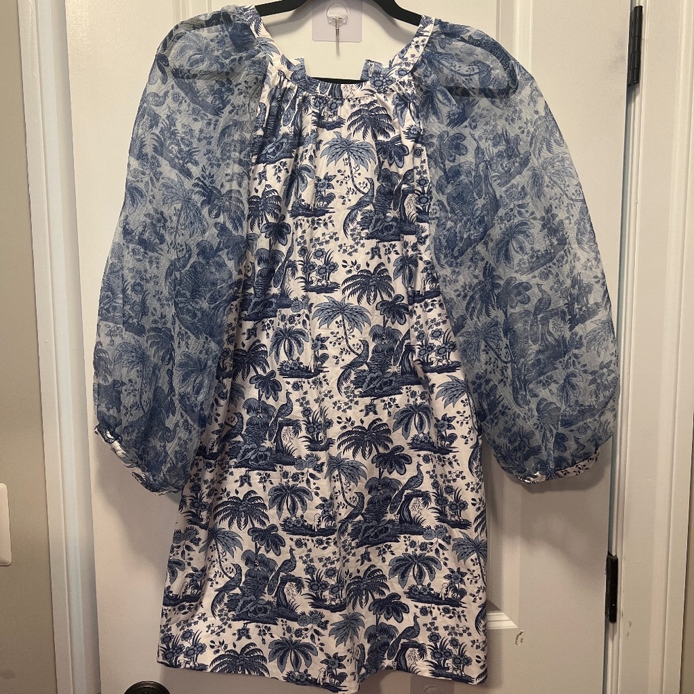 Staud mini dress with large sheer sleeves